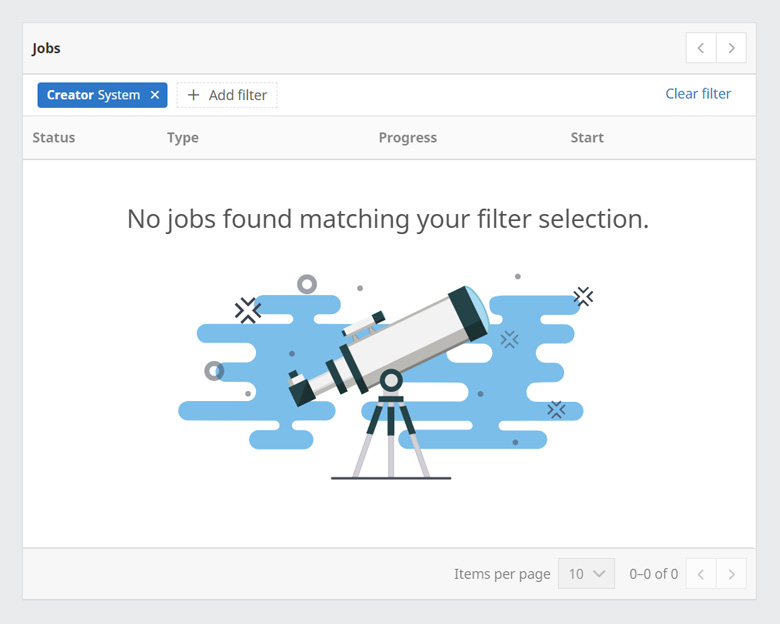 Empty state images in table with no search results