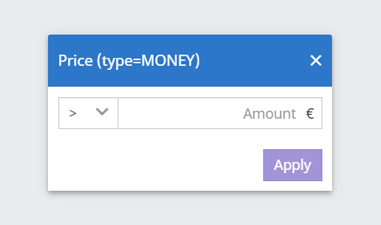 Predicate editor conditional monetary amount