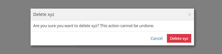 Destructive modal for deletion