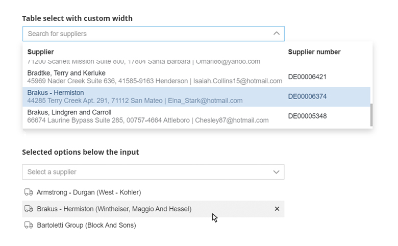 Multi select with a custom select list